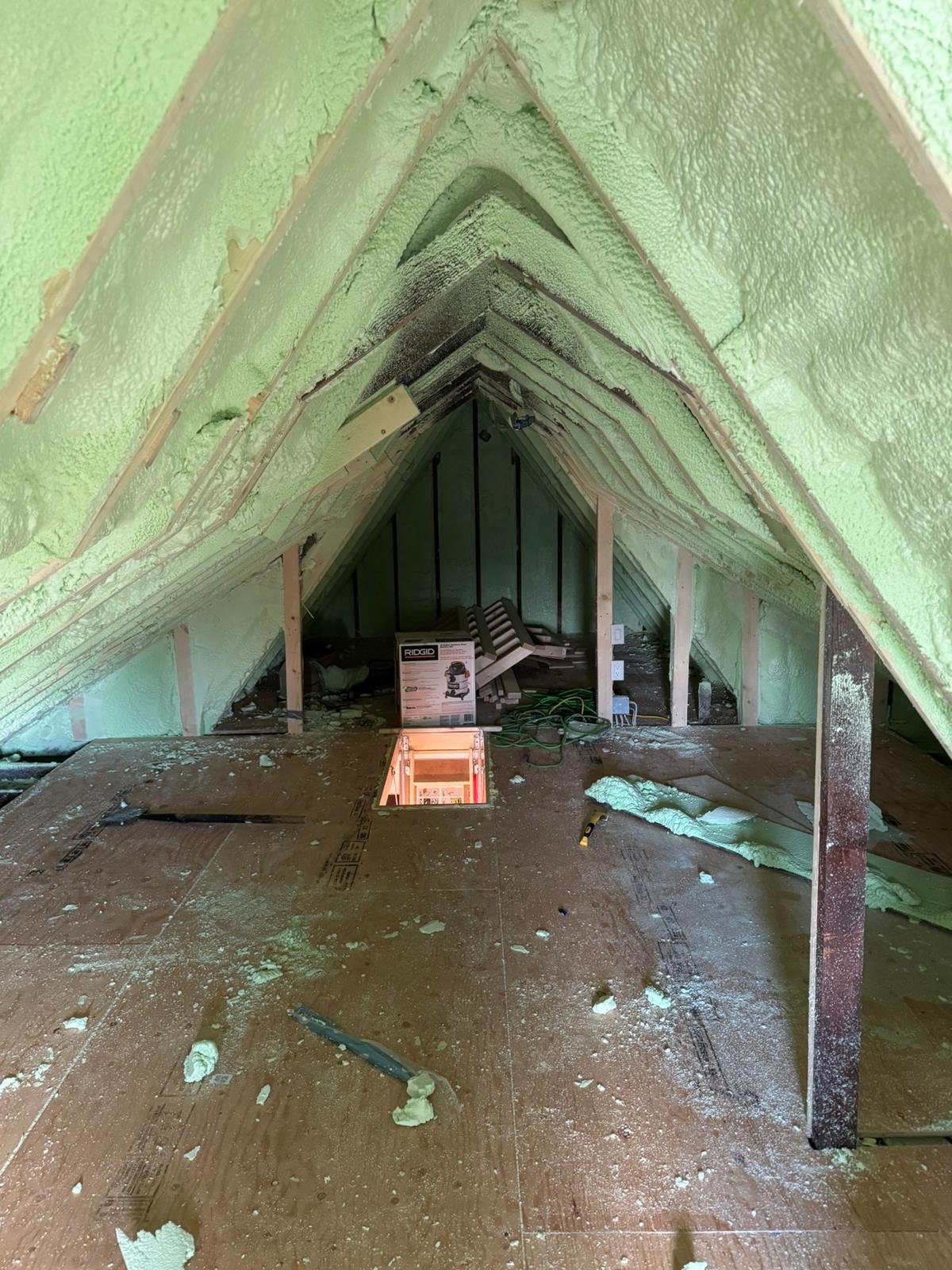Completed attic spray application
