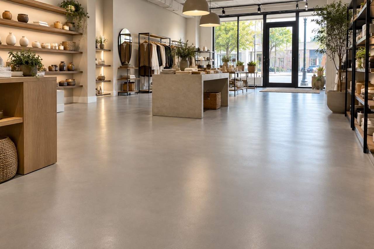 Illustration showing the continuous floor surface in a retail shop